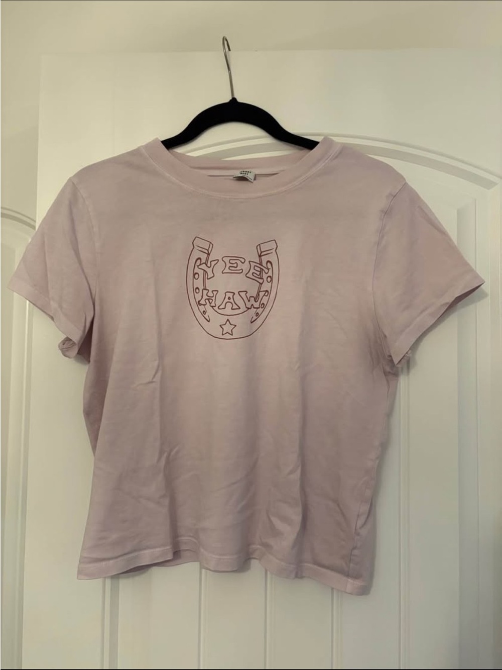 Sunday Best Pale Lavender Short Sleeve Tee with Horseshoe 'YEE HAW' Graphic